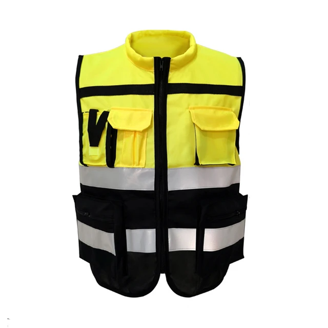 Gilet Réfléchissant Haute Visibilité, Gilet De Sécurité Avec Poches  Multiples Et Ourlets Réfléchissants, Vêtements De Travail À Deux Tons Pour  Hommes - Gilets - AliExpress