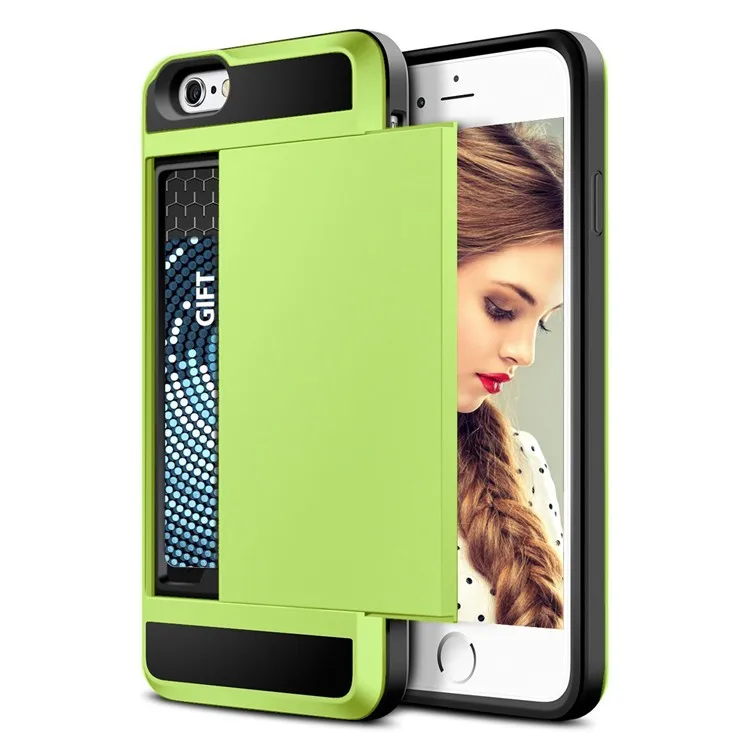 New Hybrid Tough Capa Case For iphone 5 5S SE 6 6S 7 8 Plus Slider Card Holder Wallet Armor Phone Back Cover for iphone X XS Max phone cases for iphone 8