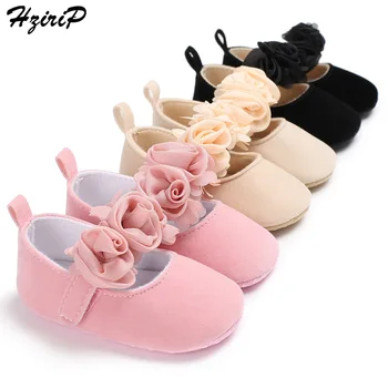 

First Walkers 2018 New Antiskid Soft Bottom Fabric Baby Shoes Lovely Solid Floral Style Girls Shoes Newborn Crib Shoes 7 Colors