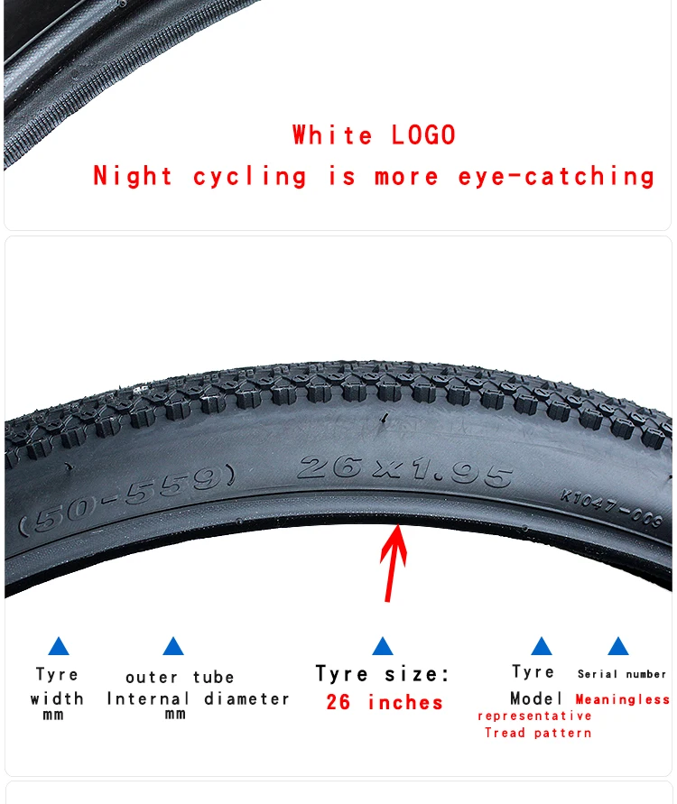 30TPI 26X1.95 Inch Explosion-Proof Tyre for Mountain Bike Cycling Accessory Replacement Solid Bicycle Tires
