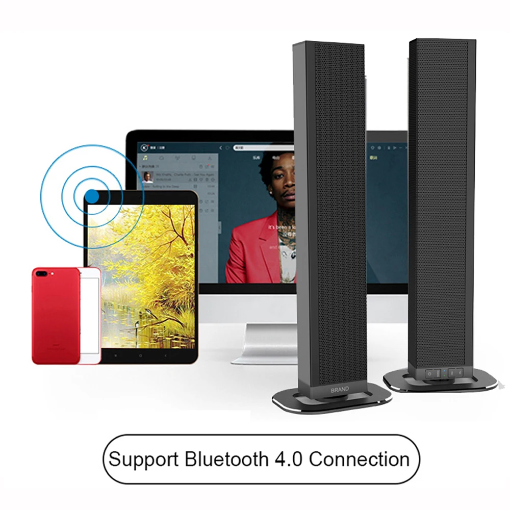 Съемная тонкая звуковая панель Bluetooth 40 Вт для телевизора колонка с HD ARC