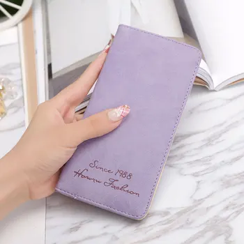

Arsmundi New Women Long Wallet Leather Ultra-thin Personality Tide Purse Soft Face Matte Retro Money Clutches Wallet Female
