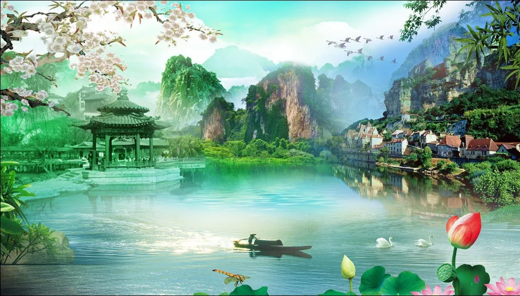 

2019 NEW 5D DIY Full square Diamond Painting Mosaic Land of idyllic beauty Rhinestone Embroidery Cross Stitch home decor gift