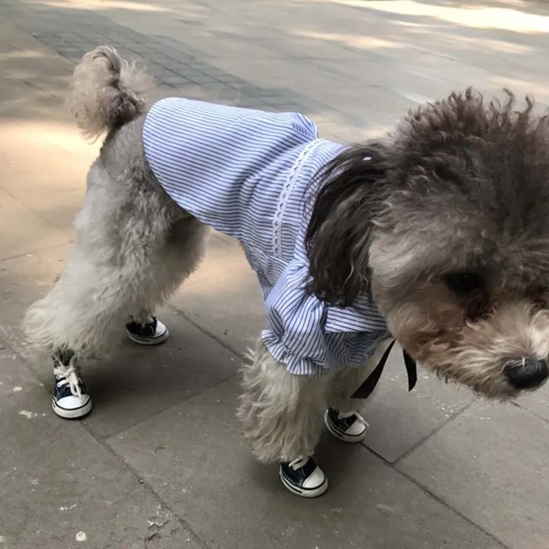 Маленькая собака одежда синий розовый в полоску Сладкий Pet щенок Рубашка собак футболка толстовки лето кошка собака костюм для Чихуахуа Тедди бишон