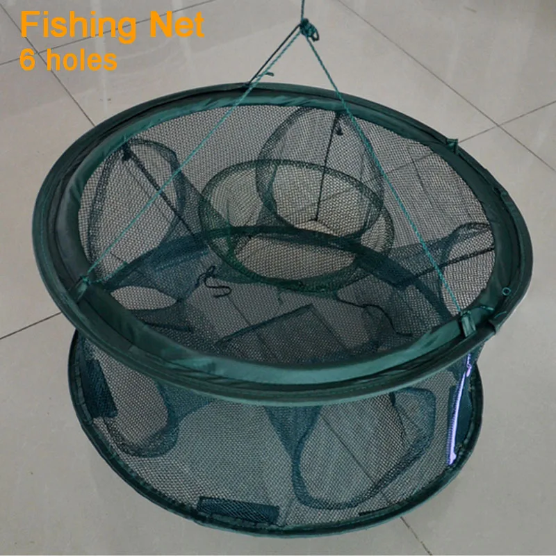 6//12 Fori Rete da Pesca Automatica Gabbia per gamberetti in Nylon Pieghevole 12 Fori per estrarre Facilmente Pesci aragoste e aragoste Yunir Rete da Pesca granchi