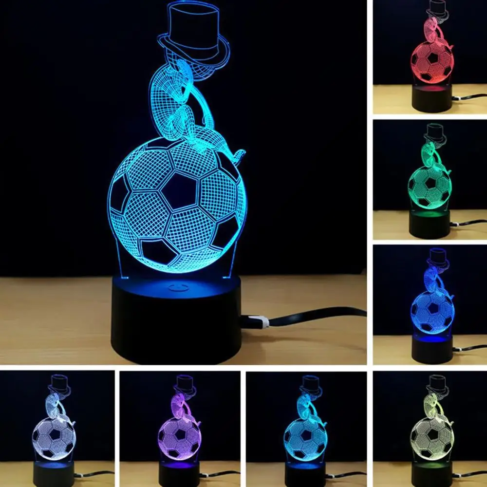 Сувенирный подарок цветной сенсорный переключатель настольный стол свет 3D светодио дный акриловый светодиодный ночник лампа Акриловая Атмосфера свет для футбольного вентилятора - Испускаемый цвет: Thinking On Football