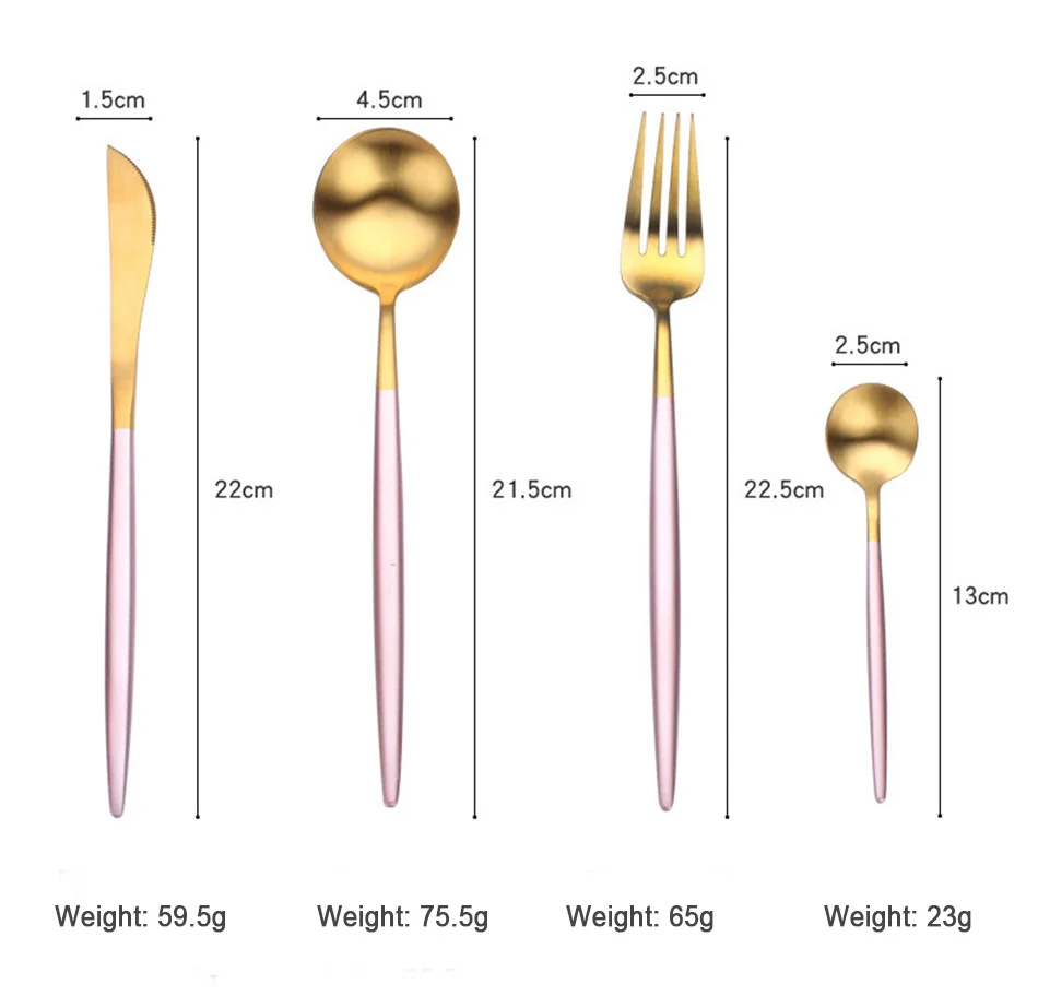 Роскошный набор посуды из нержавеющей стали 304, матовое розовое золото, Европейский Западный набор кухонной посуды, нож, вилки, ложки, столовые приборы, 4 шт