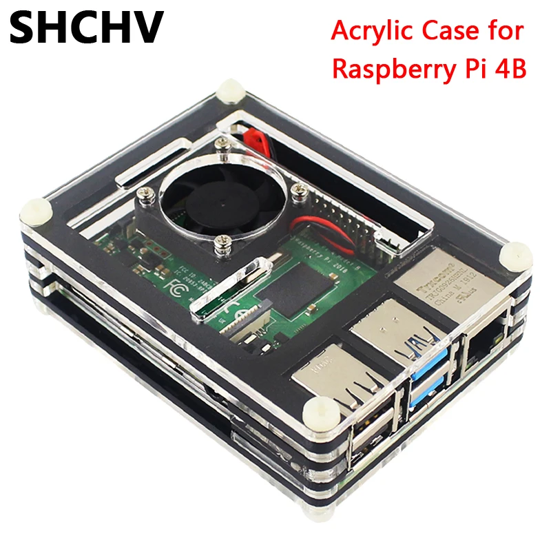 

Raspberry Pi 4B Acrylic Case 9 Layers Raspberry Pi 4 Case Box Black&Transparent Enclosure+Cooling Fan for Raspberry Pi 4 Model B