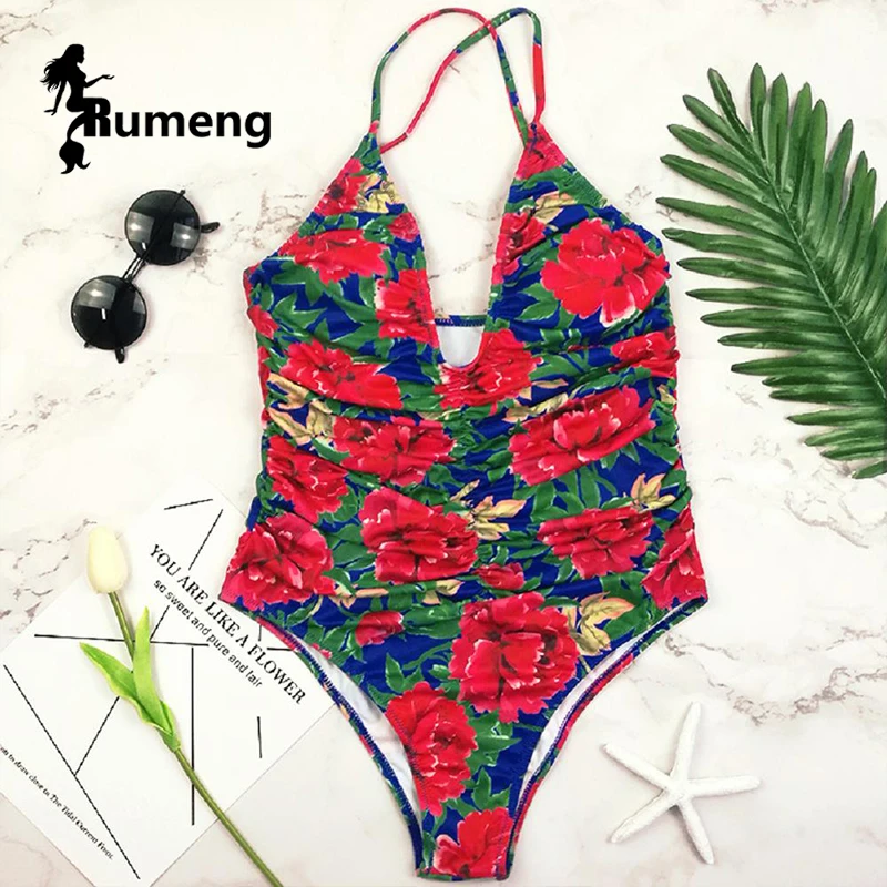 RUMENG New 2018 One-pieces Swimsuit Printed | Спорт и развлечения
