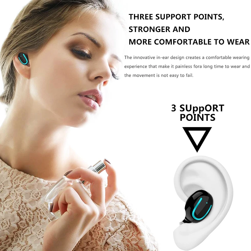 ZAPET New True Wireless Earphones Bluetooth Stereo Headphone Wireless Earbuds with Charging Case Built-in HD Mic
