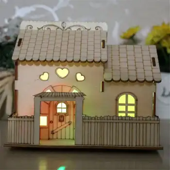 

Multi-functional Wooden Villa Night Light Piggy Bank Home Decoration Money Box ALI88