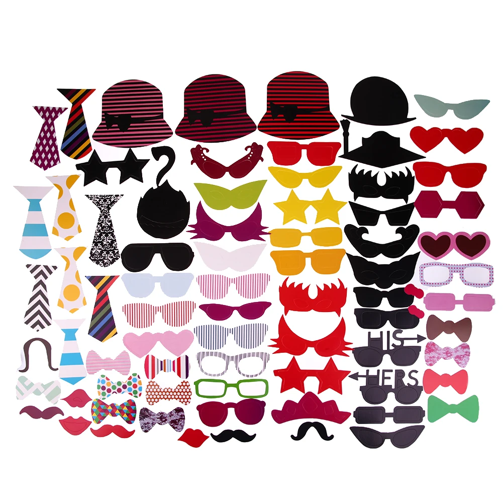 Image 76pcs Glasses and Mustache Type Photo Prop Decal for Birthday Wedding Party Decoration Funny Party Photo Props Party Supplies