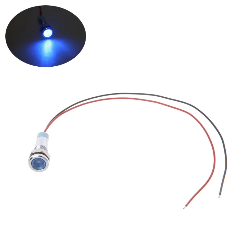 

6mm 1/4" 12V LED Metal Indicator Pilot Custom Dash Light Lamp with Wire