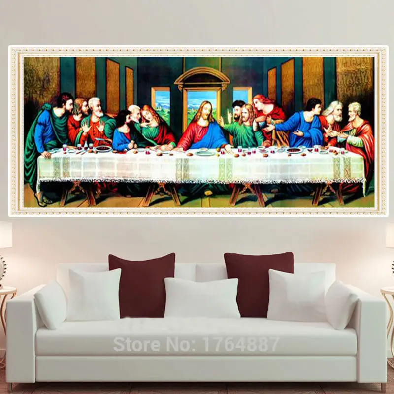 GLymg 5d Diy Diamond Painting Last Supper Cross Stitch Round Drill