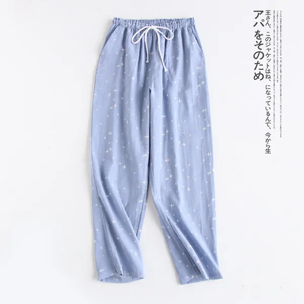 Fdfklak, женские пижамы со штанами, Хлопковые Штаны для отдыха, весна-лето, пара пижамных брюк, женские штаны для сна, Q1309 - Color: blue 1 woman