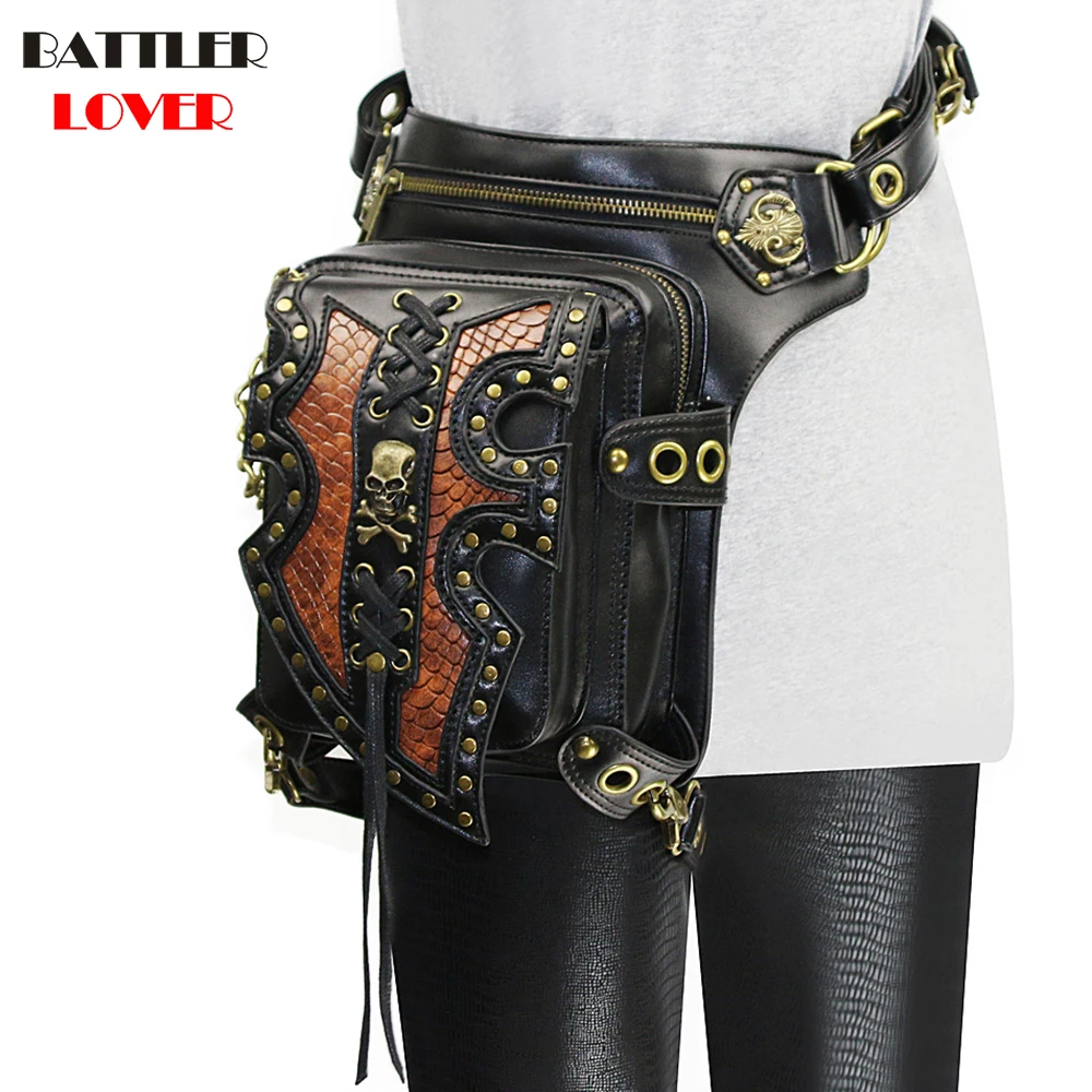 Lady Pockets Skulls Messenger Bag Punk Mujer Femme Women Shoulder Bag Women
