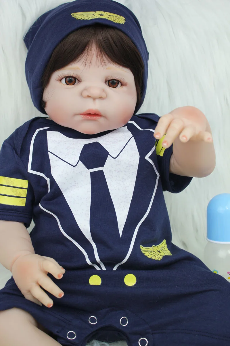 55 см полностью силиконовый Reborn Baby Lifelike 22 дюйма винил Новорожденный Bebe мальчик