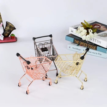 

Shopping Trolley French Fries Basket Snacks Shelf Mini Cart Iron Decoration Artificial Cart Restaurant Food Kitchen Tools Tray