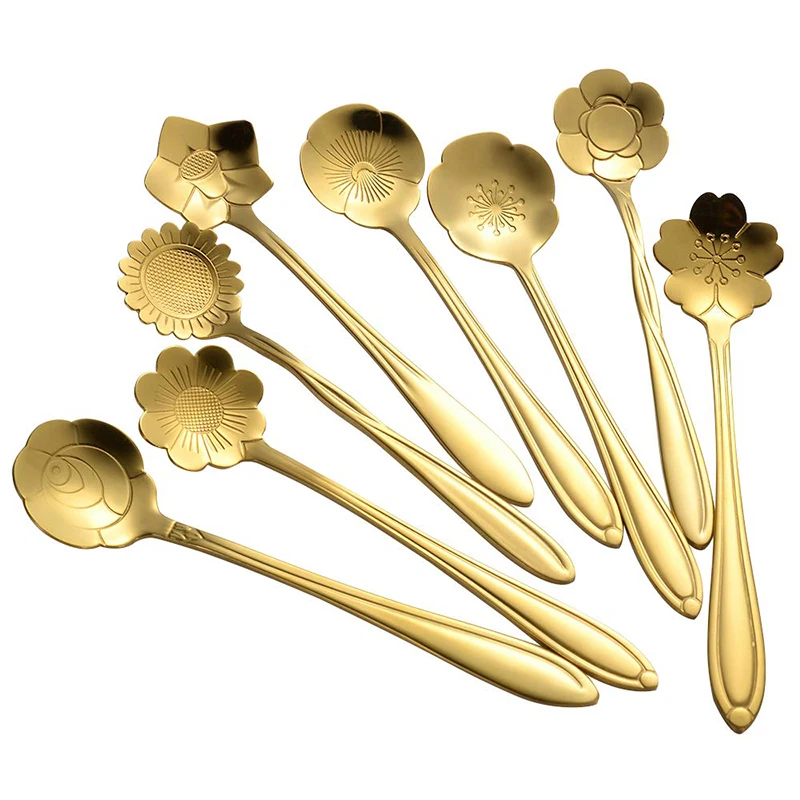 

Coffee Stirring Spoon, Stainless Steel Creative Flower Shape Sugar/ Dessert / Tea / Ice Cream Spoon, Multifunction Tableware
