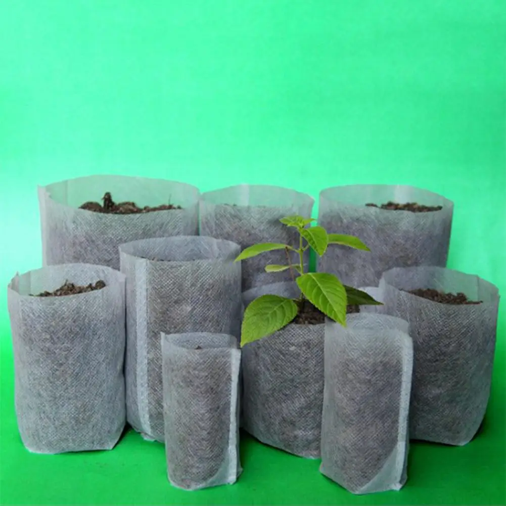 100 шт разлагаемые нетканые мешки для питомника, мешки для выращивания растений, тканевые горшки для рассады, экологически чистые мешки для аэрации растений