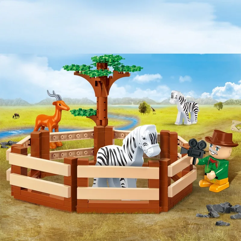 Building Blocks Set Animal Zoo DIY Set Assembled Brick Kids Toys