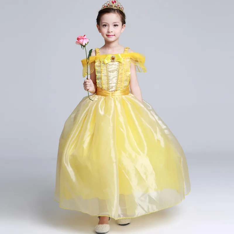 

Kids Fair BELLA Girls Christmas Costumes Long Dresses Beauty and The Beast Cosplay Clothing Children Princess Belle Dresses
