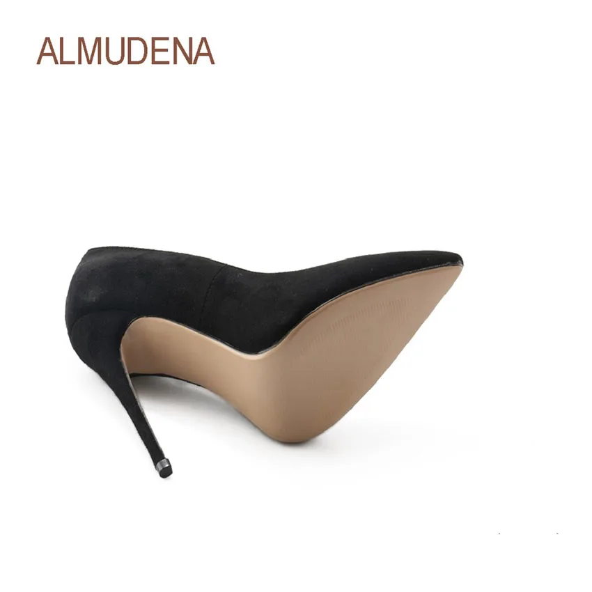 ALMUDENA/пикантные женские черные замшевые туфли на высоком каблуке; офисные женские любимые повседневные модельные туфли-лодочки с острым носком; размеры US6-10; скидка; цена