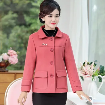 

XL-5XL Plus Size Women Woolen Blazers 2020 Spring Fall New Middle Old Age Mother Clothes Blend Coat Fashion OL Outwear