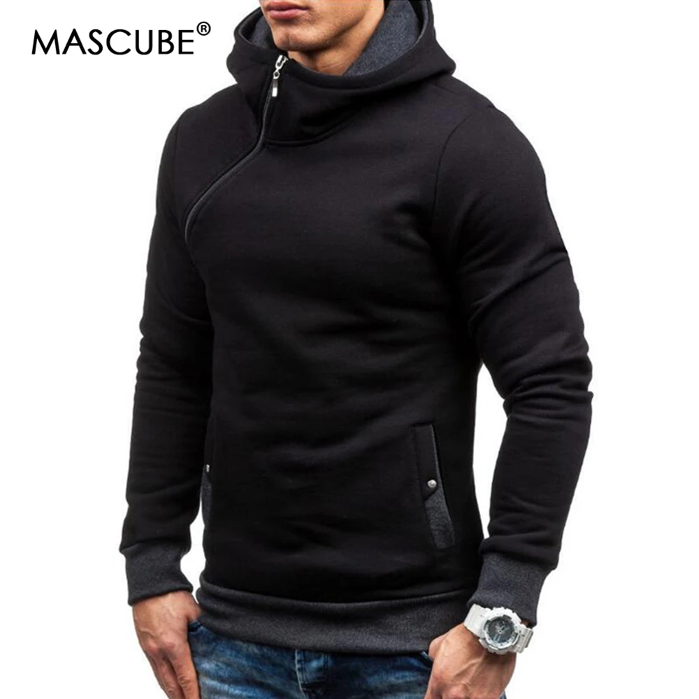 Cheap MASCUBE Men Autumn Sets Winter Solid Color Fleece Tracksuit Sudaderas Hombre Hip Hop Male Hooded Sportswear Plus Size 3XL