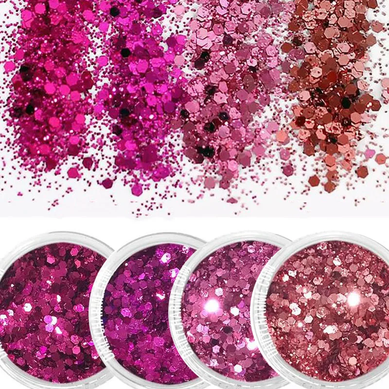 

4or1Box Nail Art Glitter Powder(10ml/Box) 3D Nail Art Glitter MIX Size0.2-1mm Nail Hexagon Glitter Sequins Dust For DIY Manicure