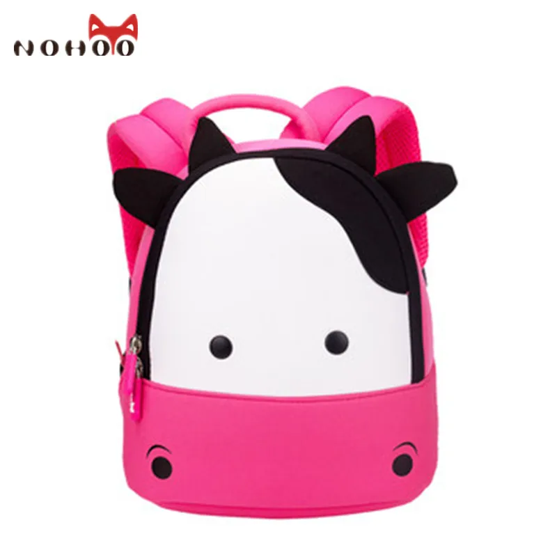 NOHOO New Arrival Animals font b Kids b font Baby Bags Waterproof Kindergarten 3D Cow School