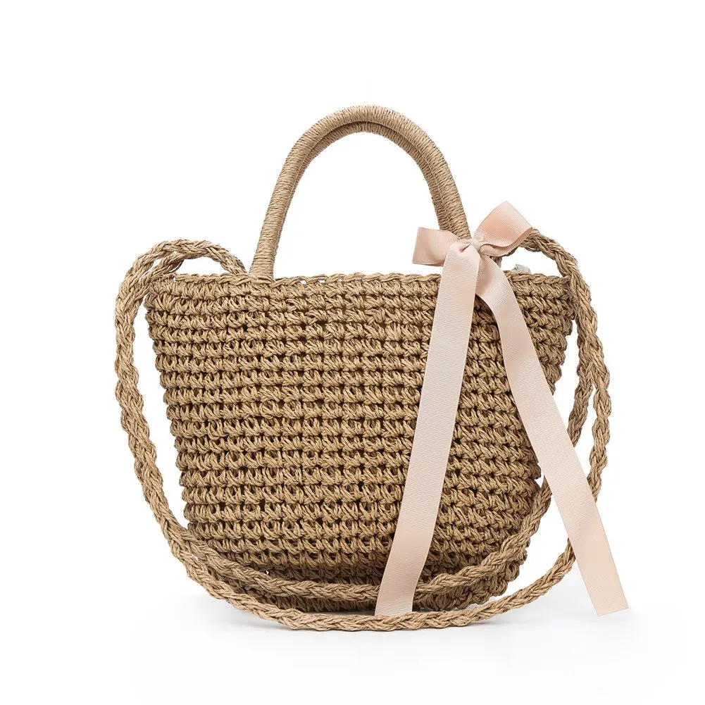 

Women Summer Beach Bag Large Crochet Straw Braided Shoulder Bags Travel Handbad Popular