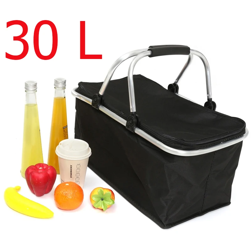 30л складная сумка для пикника, кемпинга, туризма, изолированная сумка для ланча, корзина для пикника холодильник, корзина для хранения, переносная корзина для хранения, коробка для пикника на открытом воздухе