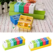 7 Days Portable Pill Medicine Box Travel Weekly Medicine Health Storage Pill Box Organizer Dispenser Detachable Pill Cutter Case portable 3 deck sealing plastic pill case box white jacinth