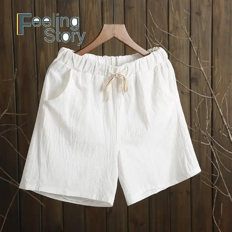 womens linen shorts elastic waist