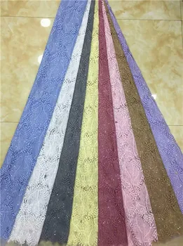 

French Sequin Lace Fabric 5yard 2019 African Lace Fabric With Sequins High Quality yellow White Sequin Fabric For Sewing Dresses