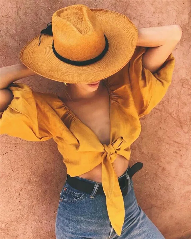 

Women Beach Blouse Fashion Big Bow Ladies Chiffon Blouse Women Shirts Butterfly Sleeve Women Tops Solid Sexy Style Blouse