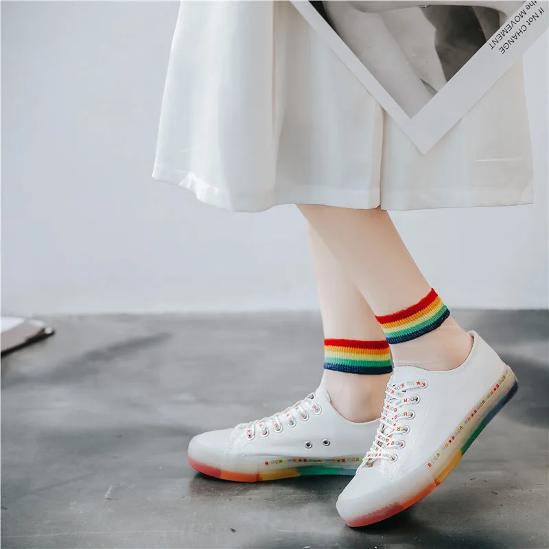 Г., корейская мода, новая Радужная парусиновая обувь на плоской подошве для женщин, милые белые кроссовки женская повседневная обувь Modis, женская обувь, zapatos mujer