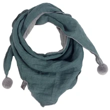 Весенние клетчатые треугольные шарфы в горошек для маленьких девочек; осенне-зимние повседневные однотонные шарфы средней толщины для мальчиков и девочек