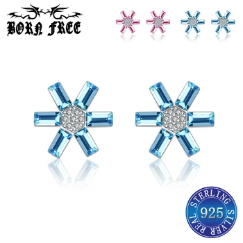 

925 sterling silver earrings sunflower fashion jewelry small stud earrings for women earings cute boucles d oreille femme bijoux
