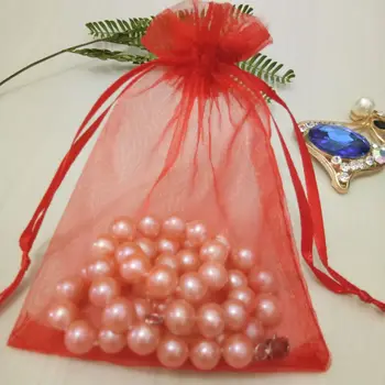 

wholesale 200pcs Red Drawable Organza bag Drawstring pouch Wedding birthday Christmas party gift jewelry packaging display bags