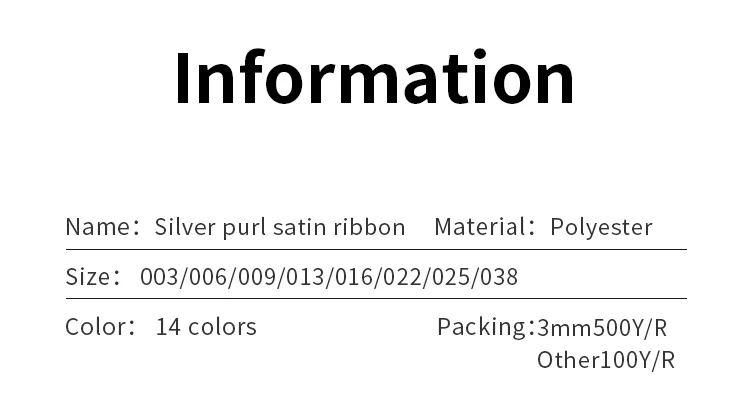 YAMA Silver Purl Satin Ribbon 19 22 25 38 mm 3/4