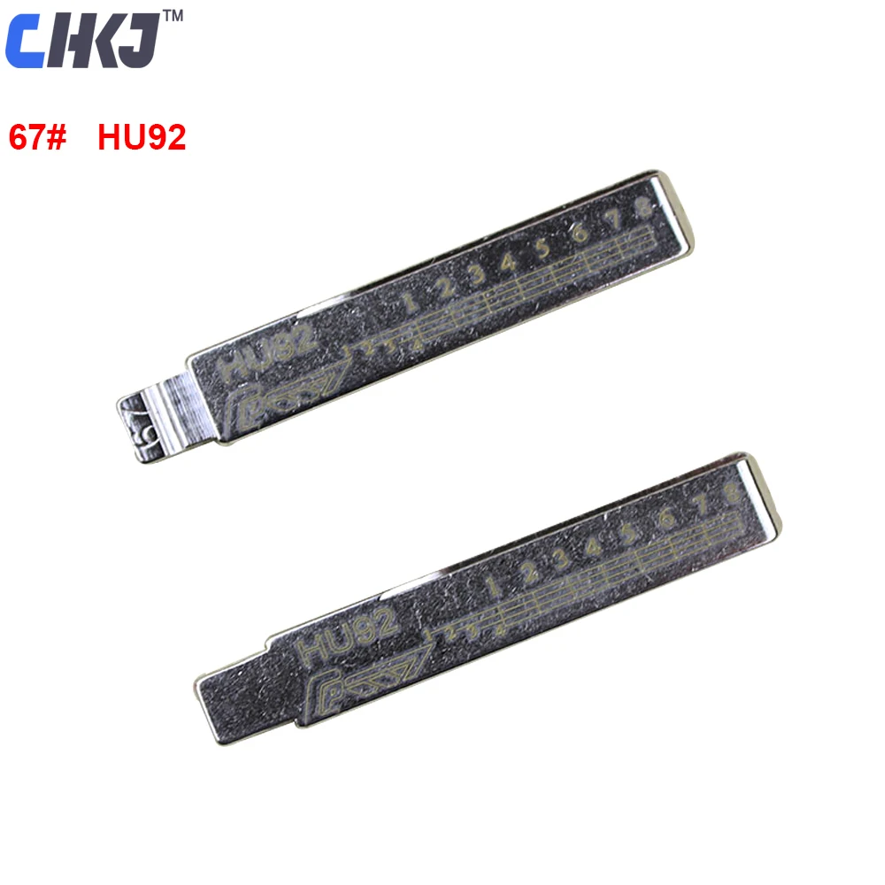 CHKJ 10pcs lot HU92 Engraved Line Key Blade For BMW Mini Land Rover Scale Shearing Teeth Cutting Key Blank 2 in 1 NO. 67