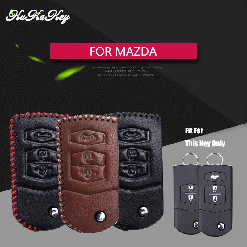 

Genuine Leather 2&3 Buttons Car Key Cover Case For Mazda 2 3 2017 5 6 CX-5 cX-3 CX5 CX-7 CX7 MX5 RX8 626 Smart Key Shell Holder