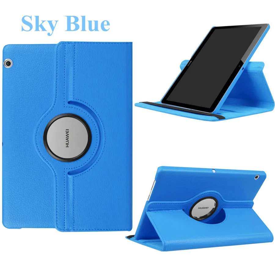 Чехол для huawei MediaPad T3 10 AGS-W09 AGS-L09 AGS-L03 9,6 чехол Funda 360 вращающийся стенд оболочка для Honor игровой коврик 2 9,6 ''+ пленка - Цвет: Sky Blue