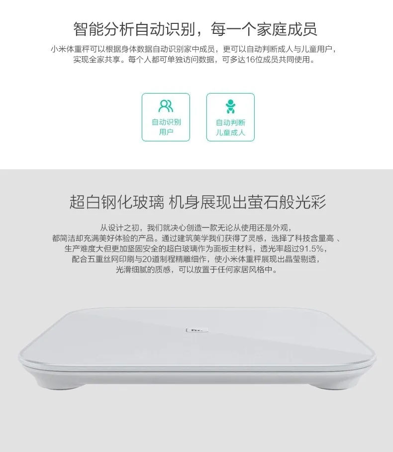 Оригинальные Xiaomi Mi весы электронные весы bascula цифровые весы 4,4 iOS 7,0 Bluetooth 4,0