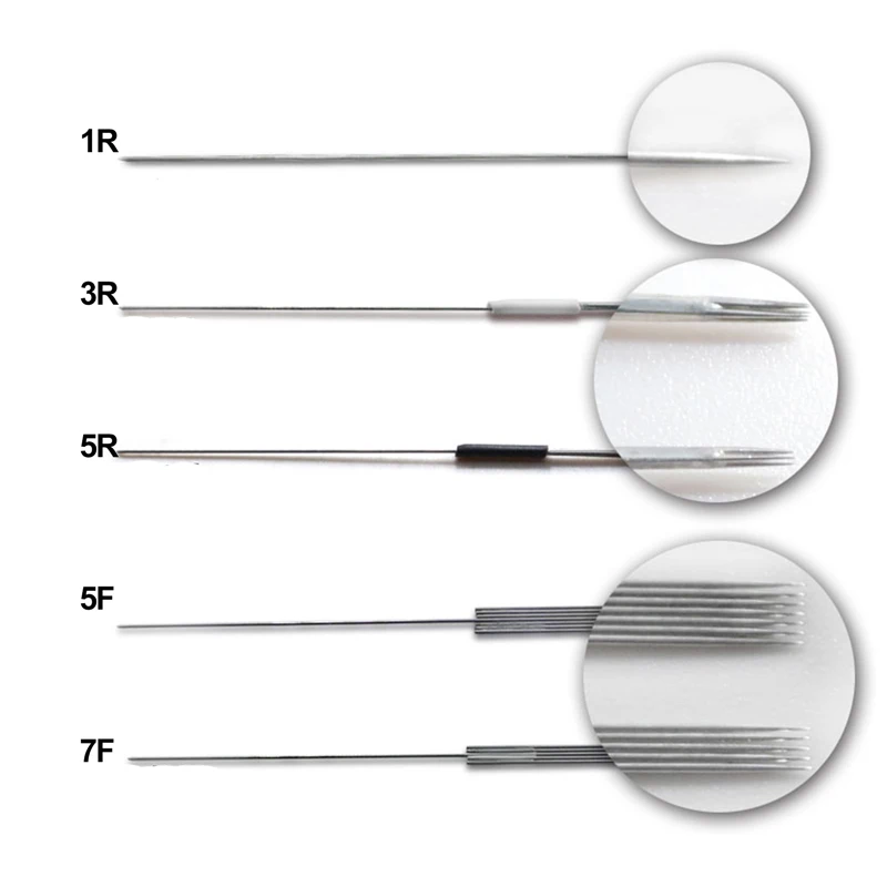 

100pcs Tranditional 1R 3R 5R 7R 5F 7F needles for permanent makeuup tattoo Machine with independent packing Free shipping