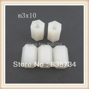 

100pcs m3*10 plastic PC nylon female spacer long hex coupling nut