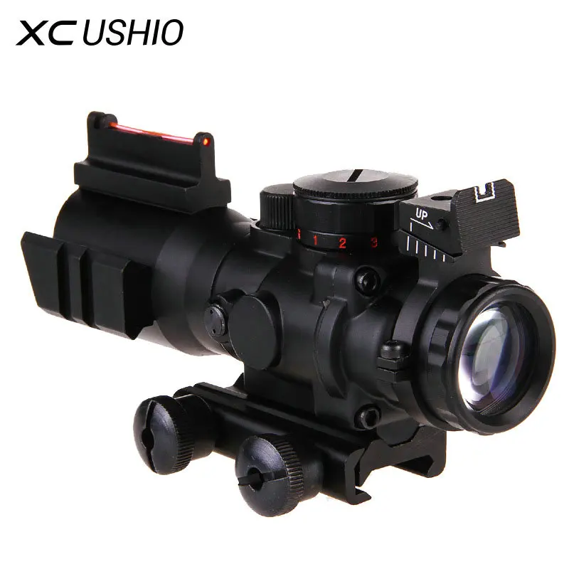 

Gun Riflescope 4x Prism Mechanical Optical Fiber Integrated Sniper Rifle Scope Laser Telescopic Sight Hunting Optics