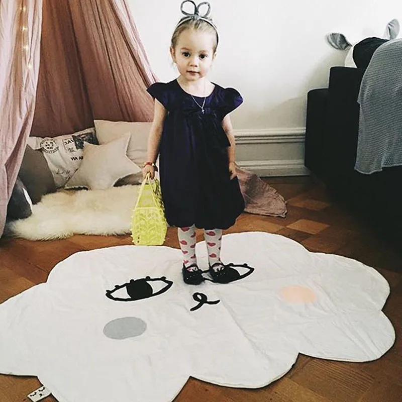 Nordic Lovely Clouds Cotton Play Mat Sweet Face Cloud Toys Rugs Baby Room Carpet Cushion Round Pad Newborn Kids Cartoon Blanket (6)